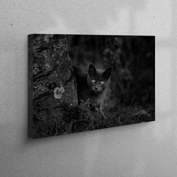 large canvas, canvas print, 3d canvas, black cat photo print, cat lover gift printed, black cat poster, black canvas