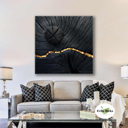 wood wall art, gold detailed wall art, living room wall decor, roll up canvas, stretched canvas art, framed wall art pai