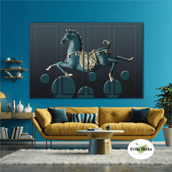 wooden toy horse modern decorative symbol roll up canvas, stretched canvas art, framed wall art painting