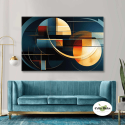 yellow circles decorative abstract roll up canvas, stretched canvas art, framed wall art painting-1