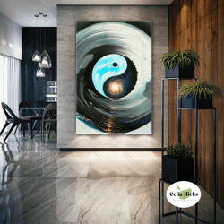 ying yang wall art, balance canvas art, modern wall decor, roll up canvas, stretched canvas art, framed wall art paintin