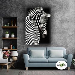 zebra close-up animal dokarative modern roll up canvas, stretched canvas art, framed wall art painting