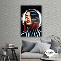 zebra female model makeup colorful hair roll up canvas, stretched canvas art, framed wall art painting