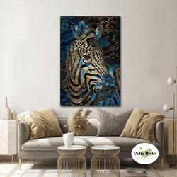 zebra wall art, abstract canvas art, animal wall decor, roll up canvas, stretched canvas art, framed wall art painting