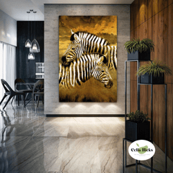 zebra wall art, animal canvas art, africa wildlife wall decor, roll up canvas, stretched canvas art, framed wall art pai