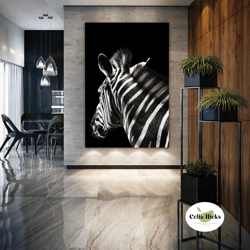 zebra wall art, animal canvas art, modern room wall decor, roll up canvas, stretched canvas art, framed wall art paintin