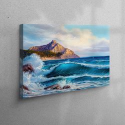 3d canvas, canvas home decor, canvas decor, sea landscape painting, nature landscape wall art, landscape canvas art, oil