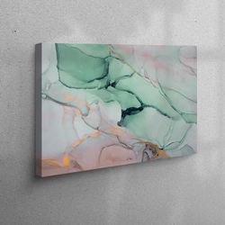 3d wall art, living room wall art, canvas wall art, green marble wall decor, abstract canvas, contemporary canvas decor,