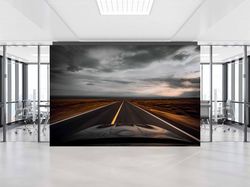 asphalt road landscape, landscape wall mural, roadtrip wall art, view wall mural, road landscape wallpaper, asphalt road