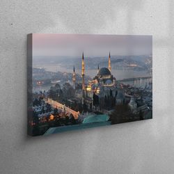 canvas print, wall art canvas, living room wall art, turkey landscape canvas poster, view canvas print, city landscape w