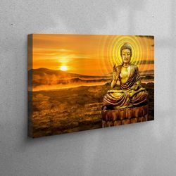 canvas print, wall decor, canvas gift, nature canvas print, golden buddha canvas print, abstract 3d canvas, buddha statu