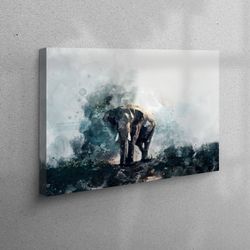 canvas wall art, canvas art, canvas, watercolor elephant painting, alone elephant art, animal wall art, abstract elephan