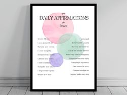 affirmation wall art for peace  self love positive affirmations  words of affirmation canvas  daily affirmations print