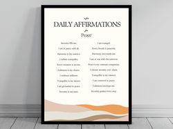 affirmation wall art for peace  self positive affirmations  words of affirmation canvas  daily affirmations print  moder