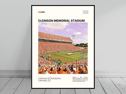 clemson memorial stadium print  clemson tigers canvas  ncaa art  ncaa stadium canvas   oil painting  modern art