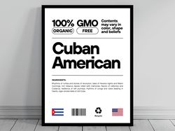 cuban american unity flag canvas  mid century modern  american melting pot  rustic charming cuban humor  us patriotic wa