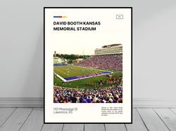 david booth kansas memorial stadium print  kansas jayhawks canvas  ncaa stadium canvas   oil painting  modern art  trave