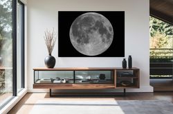 full moon at night canvas wall art, moon canvas decor, moon home decor, moon photo poster, moon print, moon wall art, sp