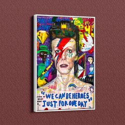 rock star david bowie graffiti pop art canvas, banksy style pop art, david bowie pop art , street graffiti wall art, dav