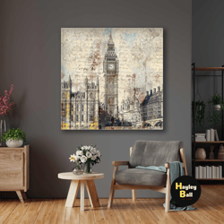 london wall art, city wall art, living room wall art, france wall art, roll up canvas, stretched canvas art, framed wall