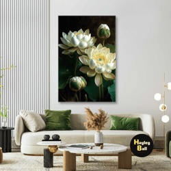 lotus wall art, flower canvas art, nature wall decor, roll up canvas, stretched canvas art, framed wall art painting