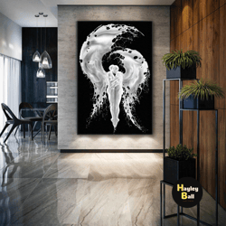 love angels hugging white paint roll up canvas, stretched canvas art, framed wall art painting