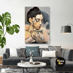love portrait, lover canvas art, living room wall decor, surreal wall decor, roll up canvas, stretched canvas art, frame