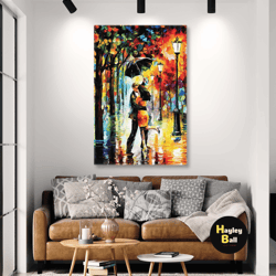 love wall art, kiss canvas art, romantic wall art, autmn canvas art decor, roll up canvas, stretched canvas art, framed