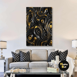 luxury wall art, gold detail canvas art, abstract wall decor, 3d wall art, roll up canvas, stretched canvas art, framed