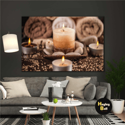 macro shot burning candles decoration modern roll up canvas, stretched canvas art, framed wall art painting