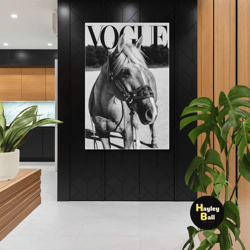 magazine cover wall art, black white canvas art, horse wall decor, roll up canvas, stretched canvas art, framed wall art