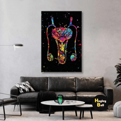 male reproductive system wall art, urologist wall decor, roll up canvas, stretched canvas art, framed wall art painting