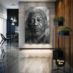 morgan freeman wall art, hollywood actor wall decor, roll up canvas, stretched canvas art, framed wall art painting