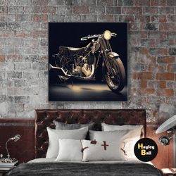 motorcycle wall art, classic motorcycle canvas art, roll up canvas, stretched canvas art, framed wall art painting