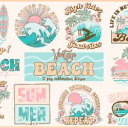 vintage beach summer sublimation design