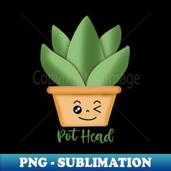 kawaii pot head hand-drawn green potted plant with cute boy kawaii face terracotta pot - trendy sublimation digital