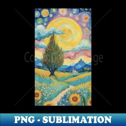 starry sunflower symphony van gogh's celestial landscape - png transparent sublimation design