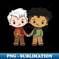 cute lgbtq gay bi racial and gray hair fun gay-bee male couple - png transparent sublimation design