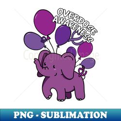 elephant purple balloons overdose awareness - elegant sublimation png download