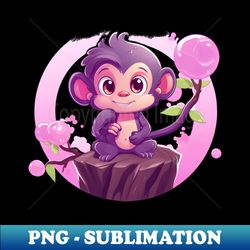 purple monkey in a bubblegum tree - signature sublimation png file - instantly transform your sublimation projects