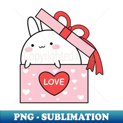 cute white rabbit sticker valentines day cute sticker kawaii rabbit pink sticker love sticker - premium png sublimation file - transform your sublimation creations