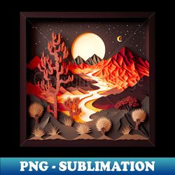 night in desert paper art style landscape - instant png sublimation download - create with confidence