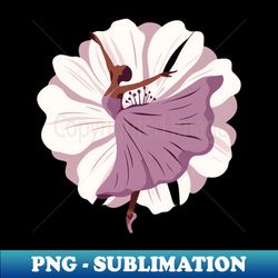 ballerina in a lilac dress dancing on a flower background, tiptoe pose, ballet performe - high-resolution png sublimatio