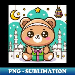 cute cartoon teddy bear in ramadhan - instant png sublimation download