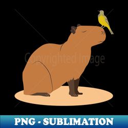 happy capybara with a bird design - elegant sublimation png download