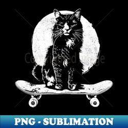 Retro Vintage Pet Animal Skateboard Cat - Decorative Sublimation PNG File