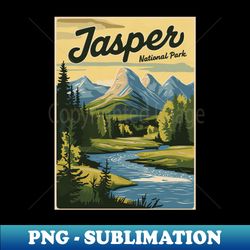 retro poster of jasper national park - digital sublimation download file