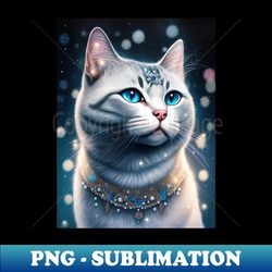 magical glowy white british shorthair - signature sublimation png file