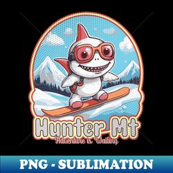 cute shark skiing hunter mountain - decorative sublimation png file