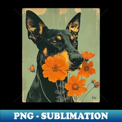 doberman flowers photo art design for dog onwer - artistic sublimation digital file